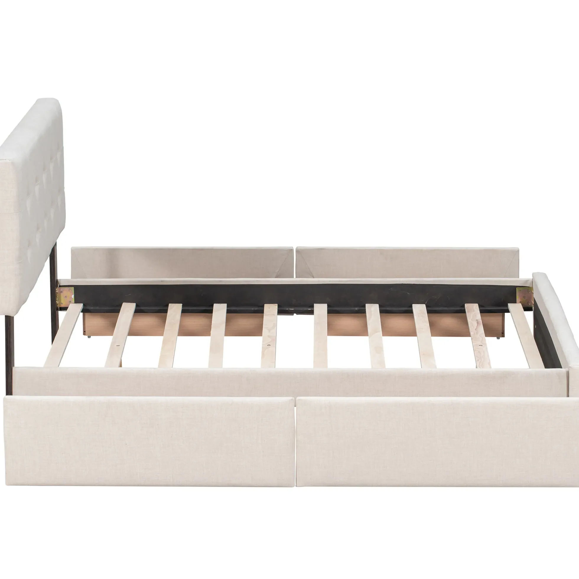 Walker Edison | Upholstered Queen Platform Bed with Storage