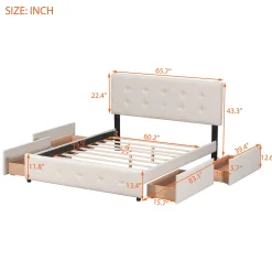 Walker Edison | Upholstered Queen Platform Bed with Storage