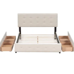 Walker Edison | Upholstered Queen Platform Bed with Storage