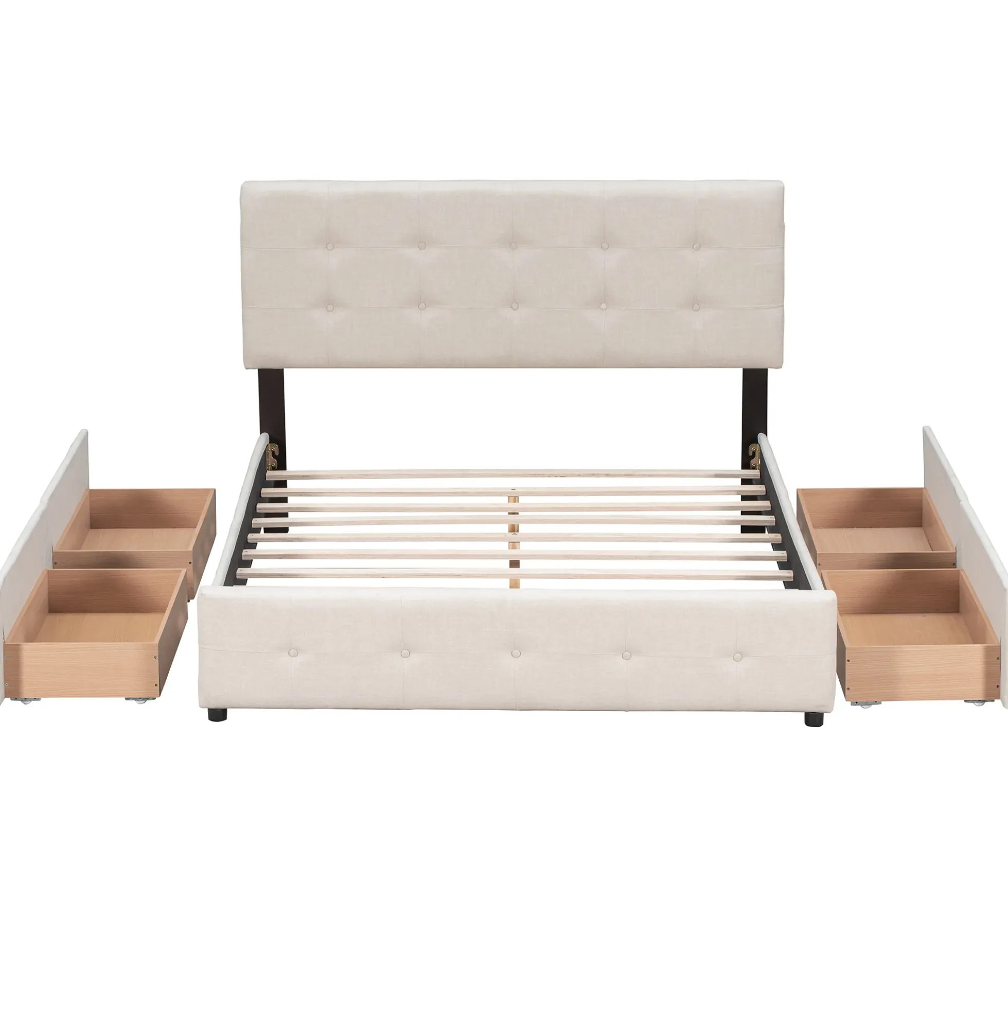 Walker Edison | Upholstered Queen Platform Bed with Storage