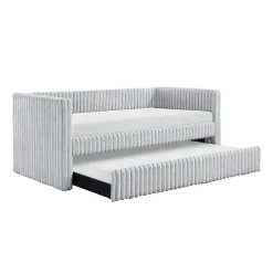 Walker Edison | Upholstered Corduroy Daybed with Trundle
