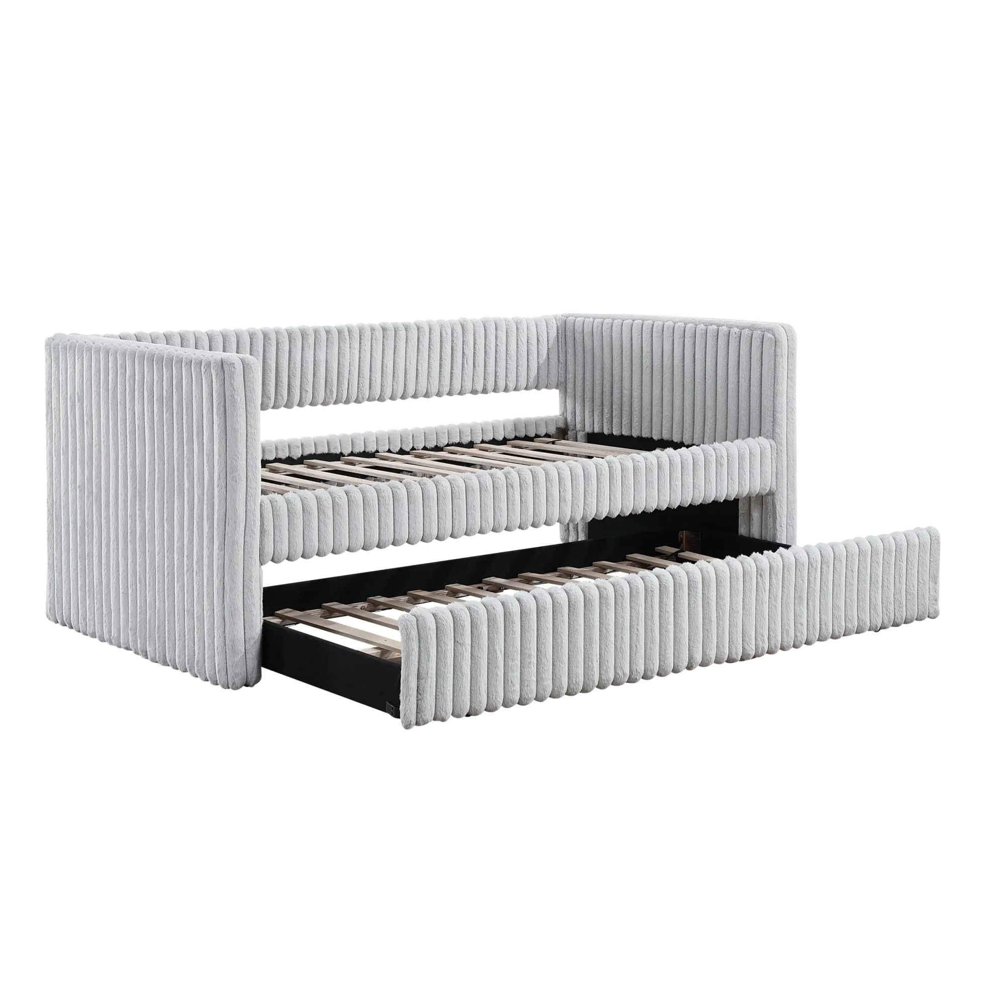 Walker Edison | Upholstered Corduroy Daybed with Trundle