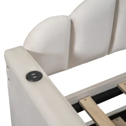 Walker Edison | Velvet Twin Size Sofa Bed with Trundle and USB Charging Ports