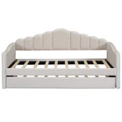 Walker Edison | Velvet Twin Size Sofa Bed with Trundle and USB Charging Ports