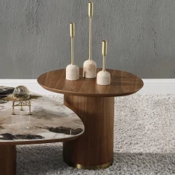 Walker Edison | Walnut End Table with Pedestal