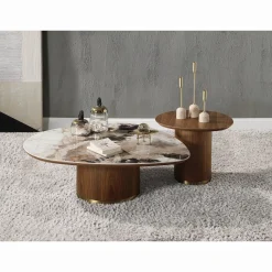 Walker Edison | Walnut End Table with Pedestal