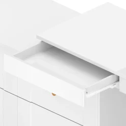 Walker Edison | White Multi-Functional Vanity Desk Dresser Set with Flip Mirror and Lights