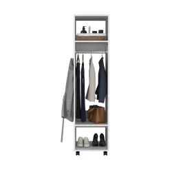 Walker Edison | White Tall Wardrobe Armoire with Mirror