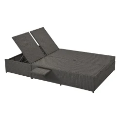 Walker Edison | Wicker Outdoor Double Sunbed Set