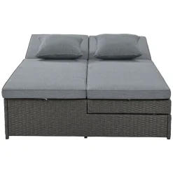 Walker Edison | Wicker Outdoor Double Sunbed Set