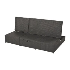 Walker Edison | Wicker Outdoor Double Sunbed Set