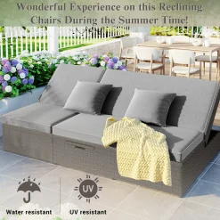 Walker Edison | Wicker Outdoor Double Sunbed Set