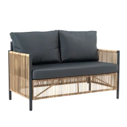 Walker Edison | Wicker Outdoor Loveseat Sofa Table Set