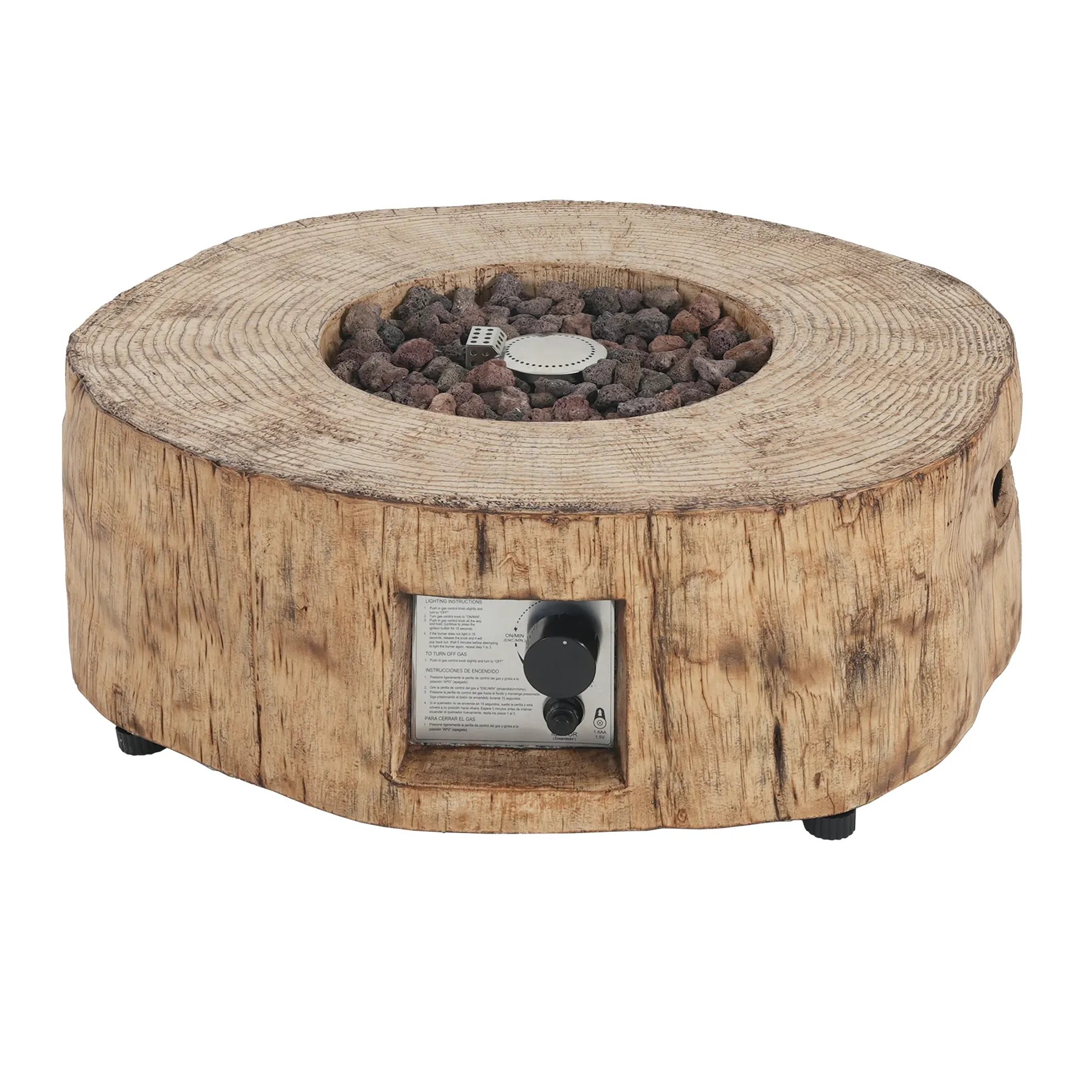 Walker Edison | Wood Pattern Outdoor Patio MGO Propane Fire Pit
