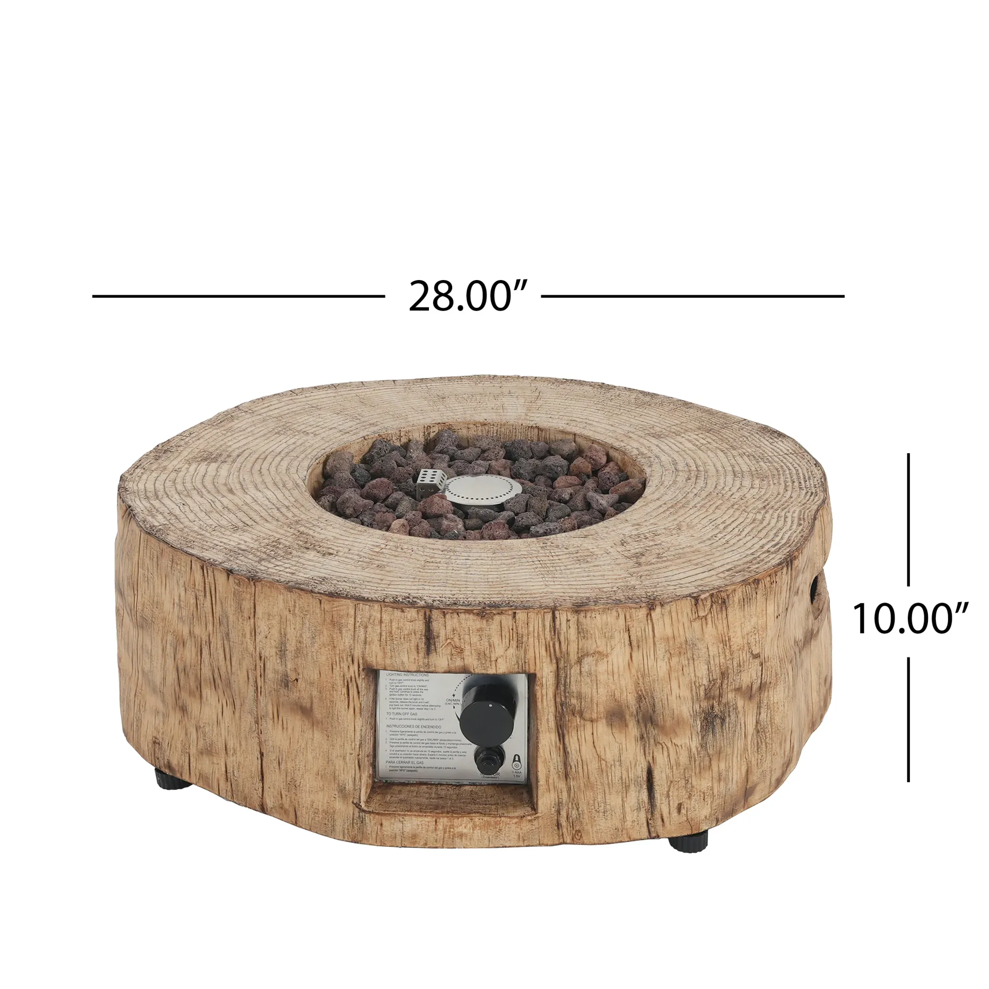 Walker Edison | Wood Pattern Outdoor Patio MGO Propane Fire Pit