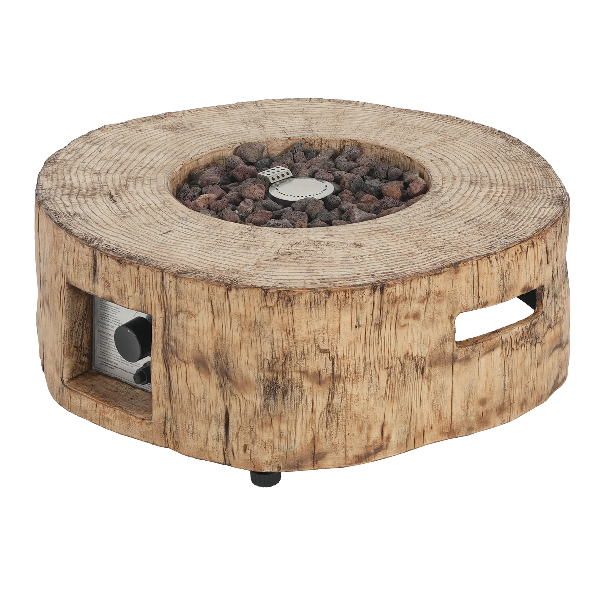 Walker Edison | Wood Pattern Outdoor Patio MGO Propane Fire Pit