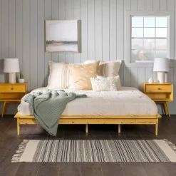 Walker Edison Spindle King Mid-Century Solid Wood Platform Bed