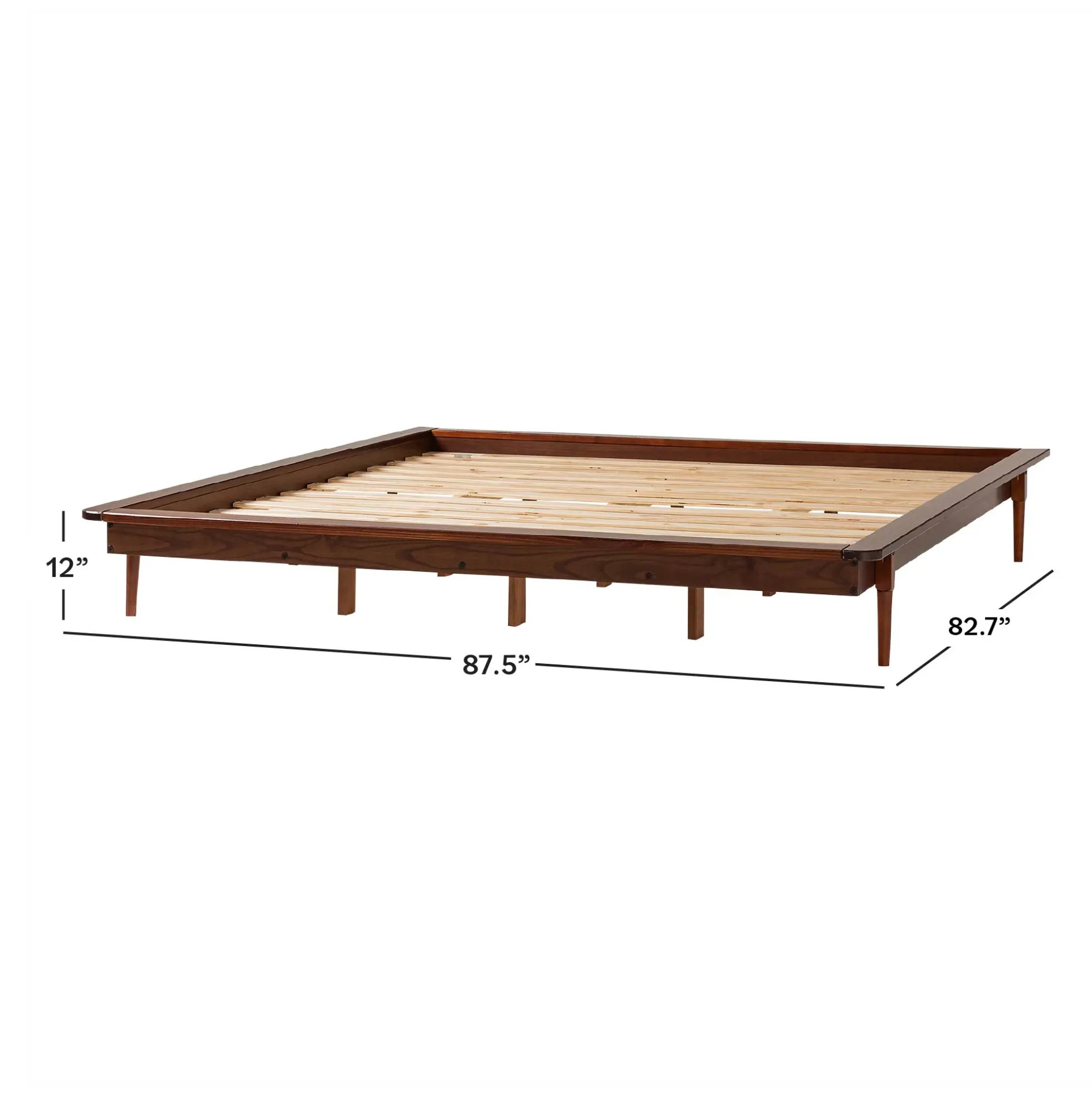 Walker Edison Spindle King Mid-Century Solid Wood Platform Bed