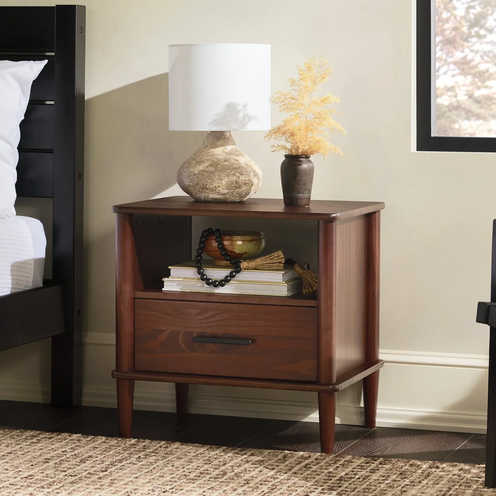 Walker Edison Spindle Transitional 1-Drawer Nightstand