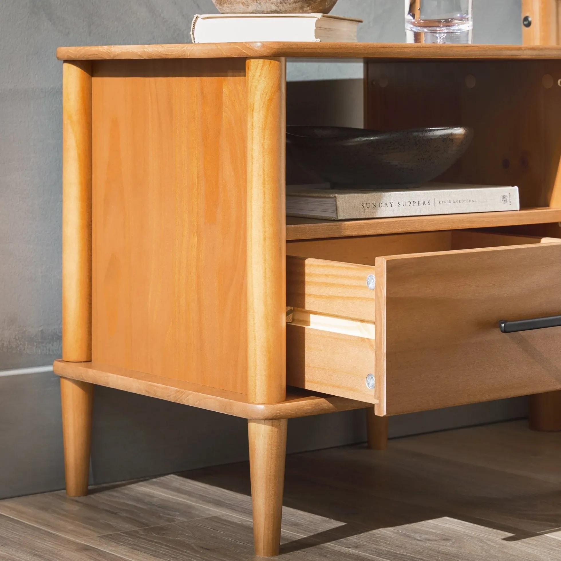 Walker Edison Spindle Transitional 1-Drawer Nightstand
