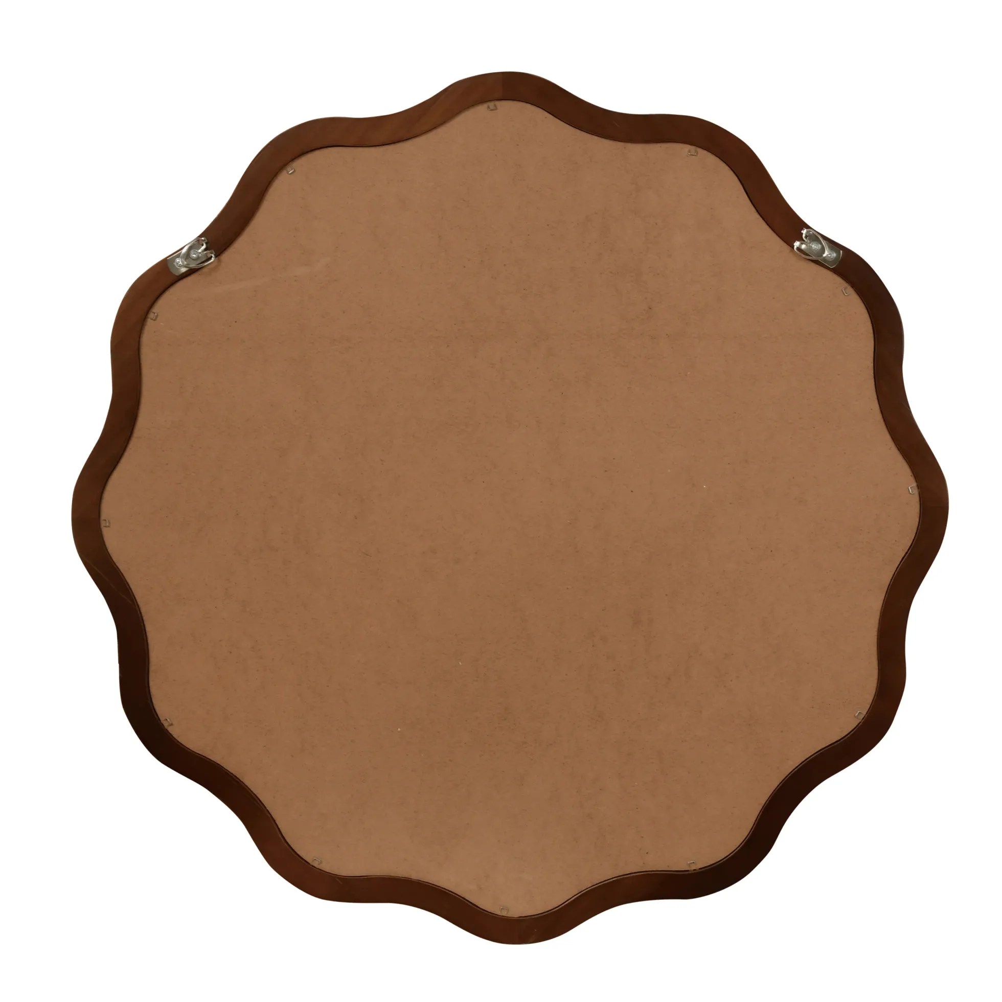 Walnut Color 36-inch Wavy Round Solid Wood Frame Decorative Mirror