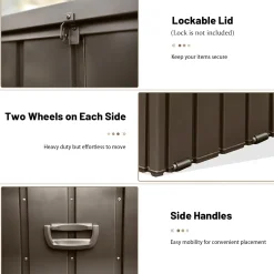 Waterproof Steel Outdoor Box 190 Gallon Metal Deck Storage Box