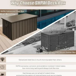 Waterproof Steel Outdoor Box 190 Gallon Metal Deck Storage Box