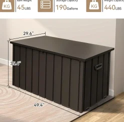 Waterproof Steel Outdoor Box 190 Gallon Metal Deck Storage Box