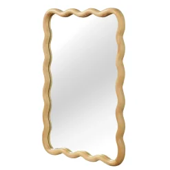Wavy Rectangle Solid Wood Frame Decorative Mirror