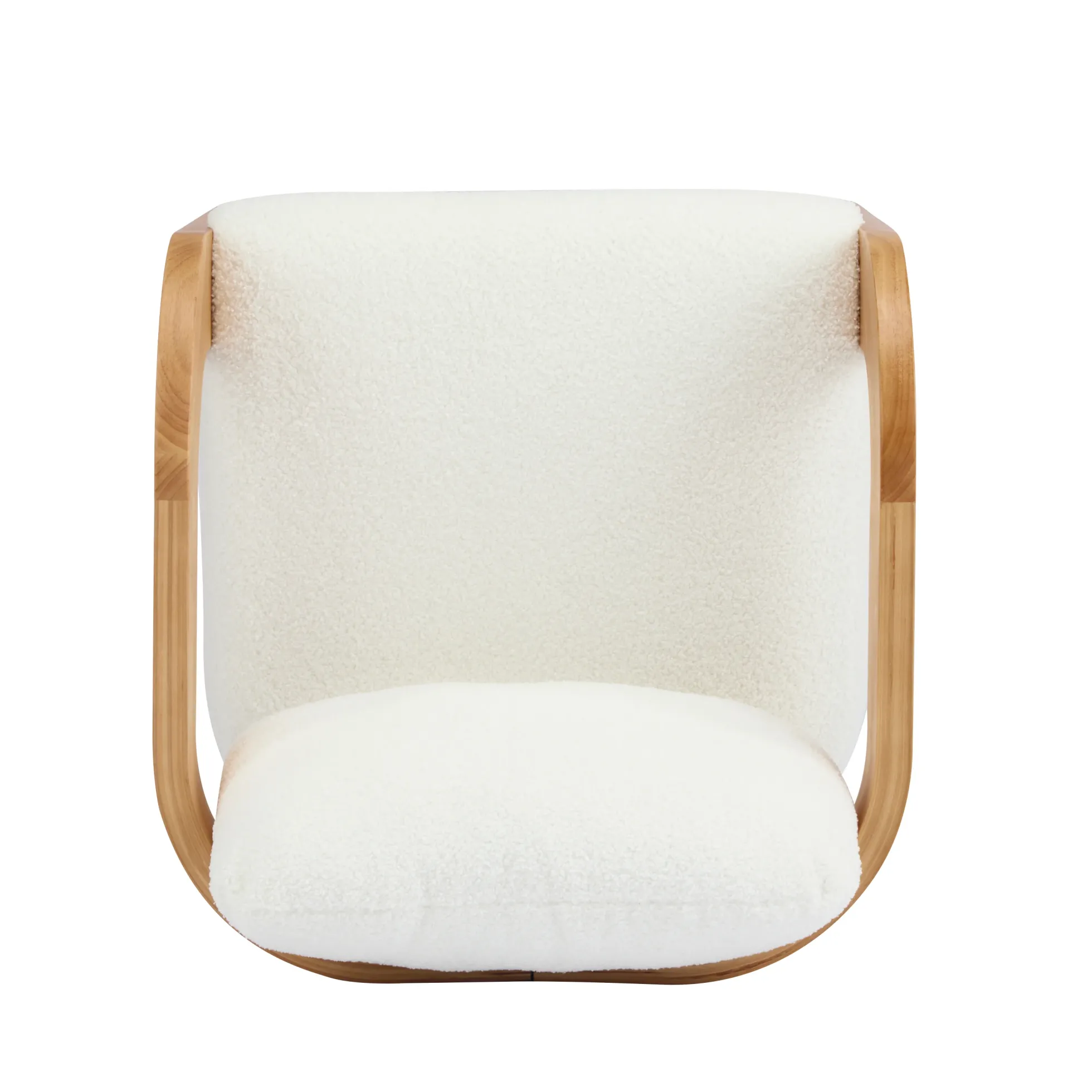 White Boucle 2 Pack Dining Chairs with Pillow Back and Solid Wood Frame