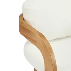 White Boucle 2 Pack Dining Chairs with Pillow Back and Solid Wood Frame