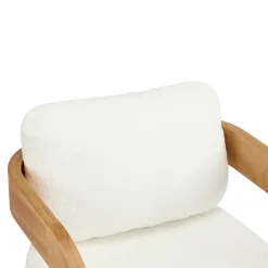 White Boucle 2 Pack Dining Chairs with Pillow Back and Solid Wood Frame