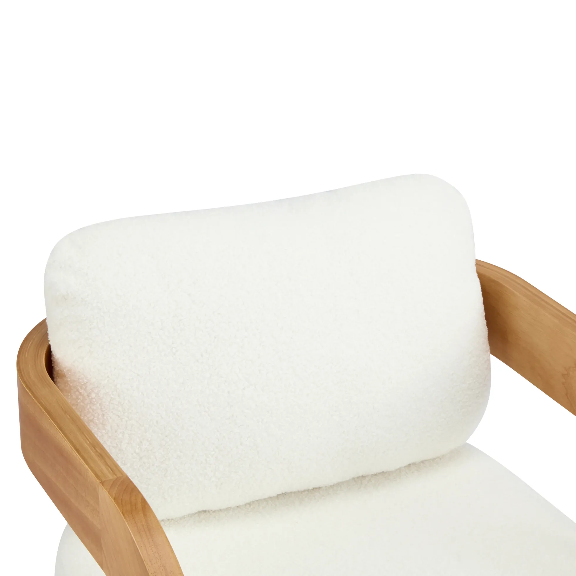 White Boucle 2 Pack Dining Chairs with Pillow Back and Solid Wood Frame