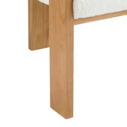 White Boucle 2 Pack Dining Chairs with Pillow Back and Solid Wood Frame