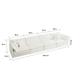 White Chenille Modular 146
