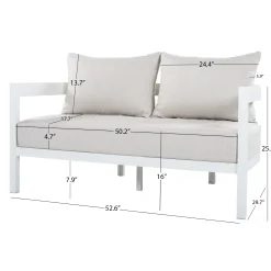White Modern Curved Frame 4-Piece Outdoor Patio Conversation Set with Weather-Resistant Cushions
