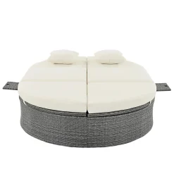 Wicker Outdoor Sun Bed Patio 2-Person Daybed with Cushions and Pillows