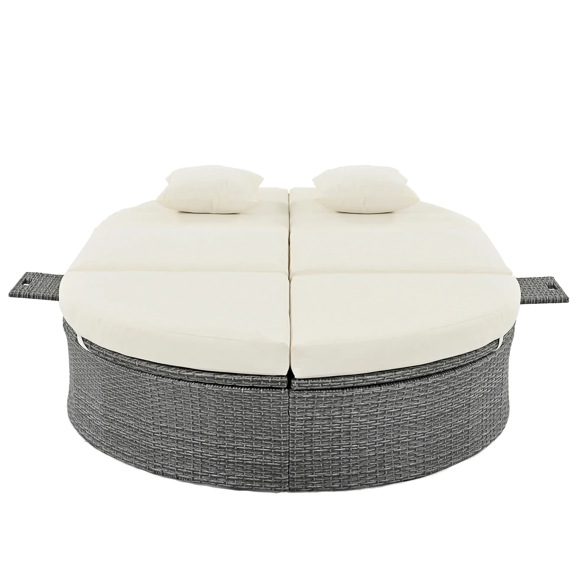 Wicker Outdoor Sun Bed Patio 2-Person Daybed with Cushions and Pillows