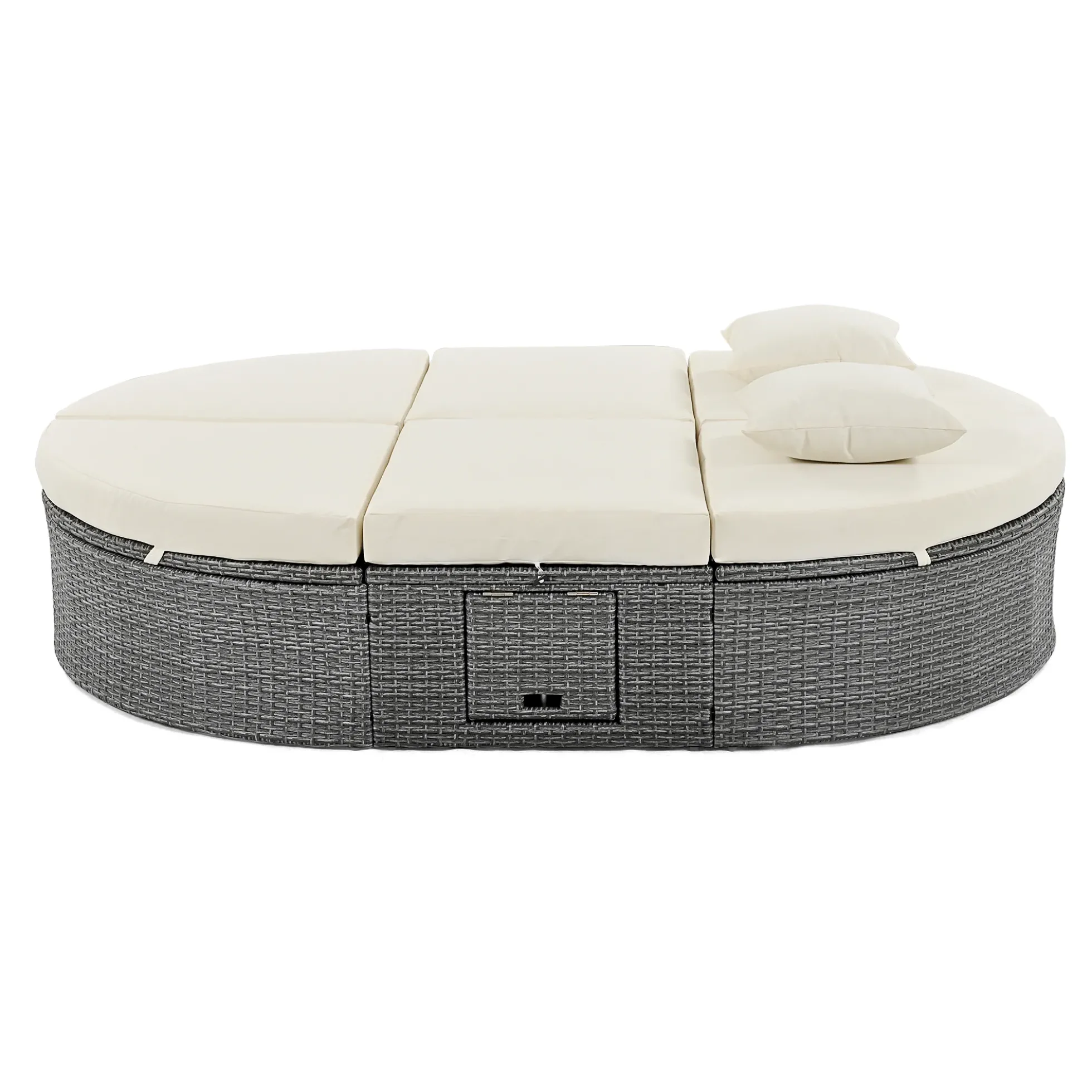 Wicker Outdoor Sun Bed Patio 2-Person Daybed with Cushions and Pillows