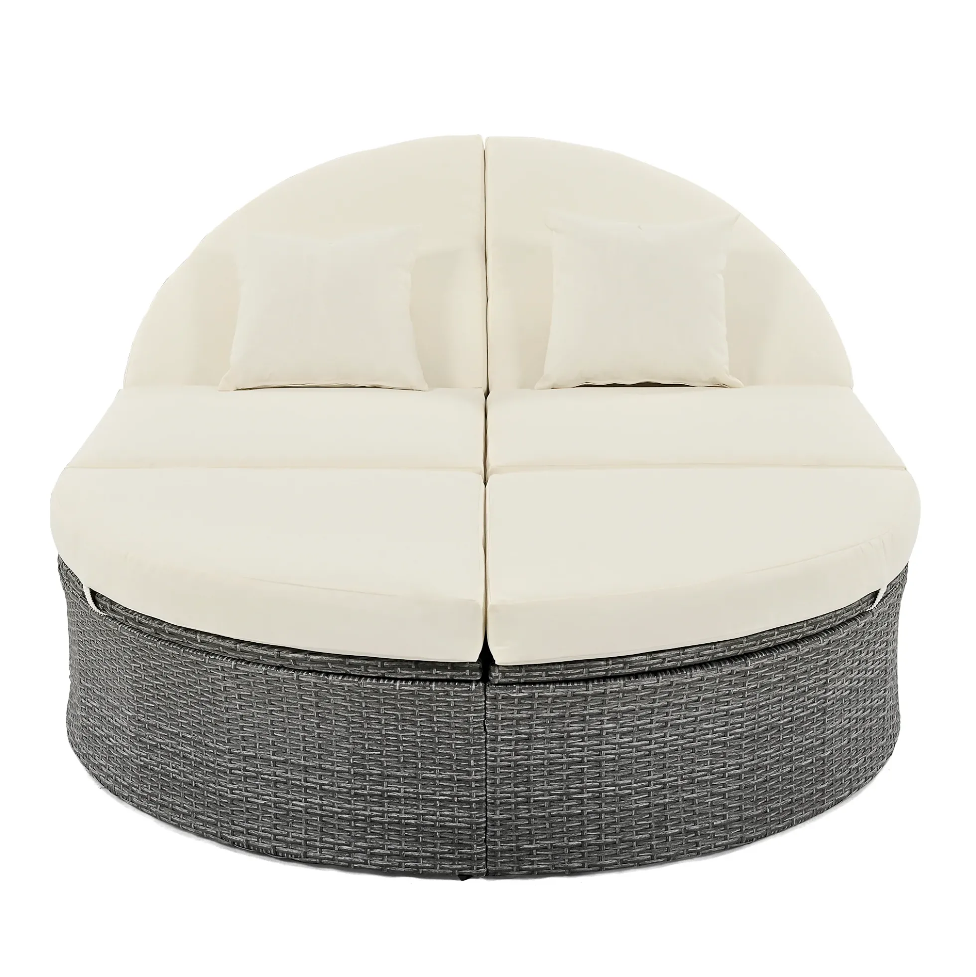 Wicker Outdoor Sun Bed Patio 2-Person Daybed with Cushions and Pillows