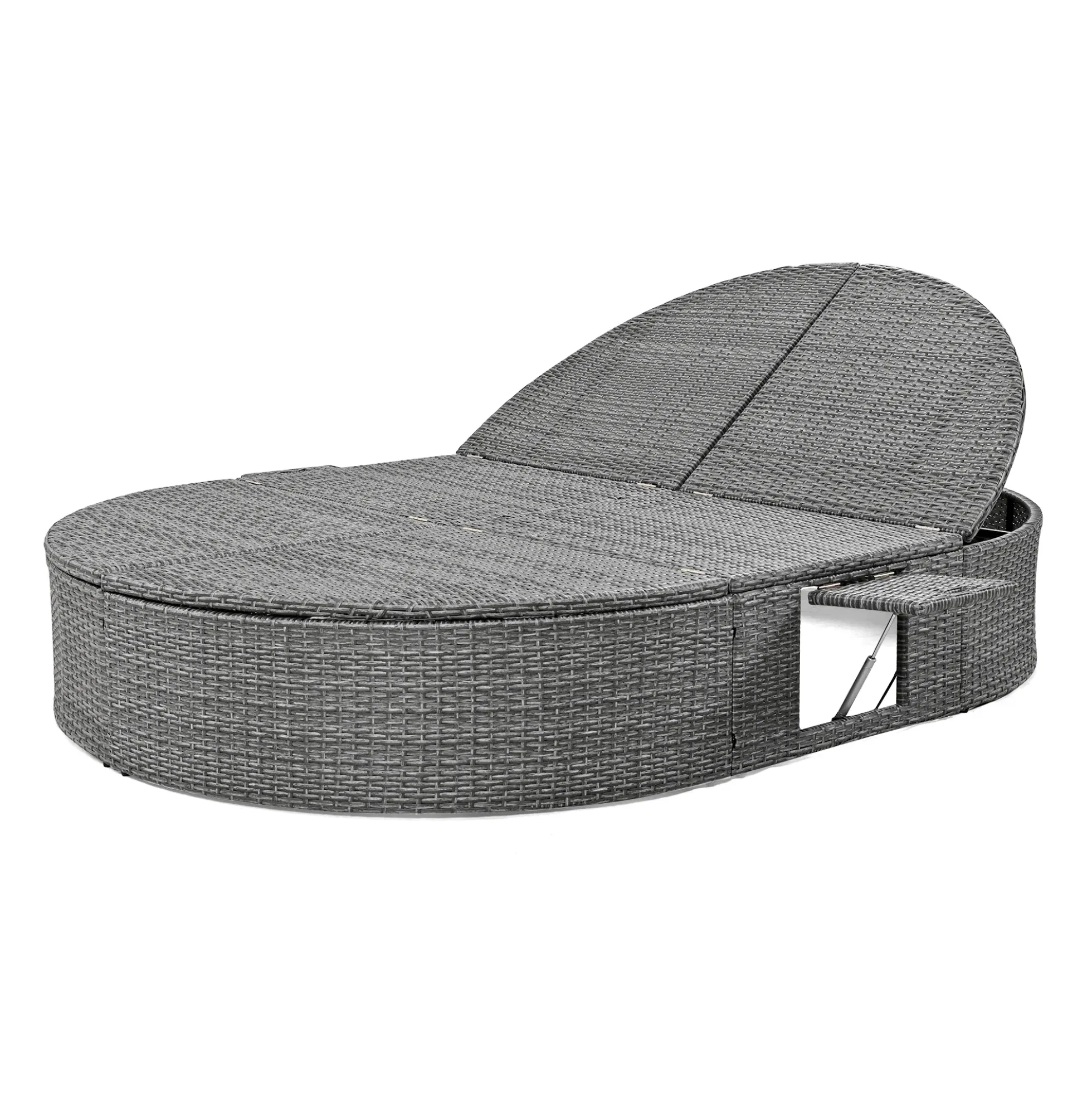 Wicker Outdoor Sun Bed Patio 2-Person Daybed with Cushions and Pillows