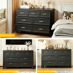 Wide Low-Profile 7-Drawer Dresser