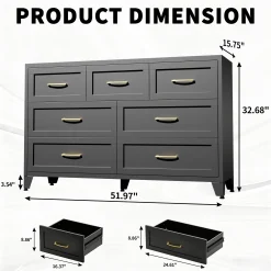 Wide Low-Profile 7-Drawer Dresser