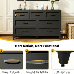 Wide Low-Profile 7-Drawer Dresser