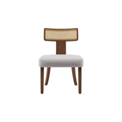 Wood and Rattan Mid Century Modern Dining Chairs Set of 2