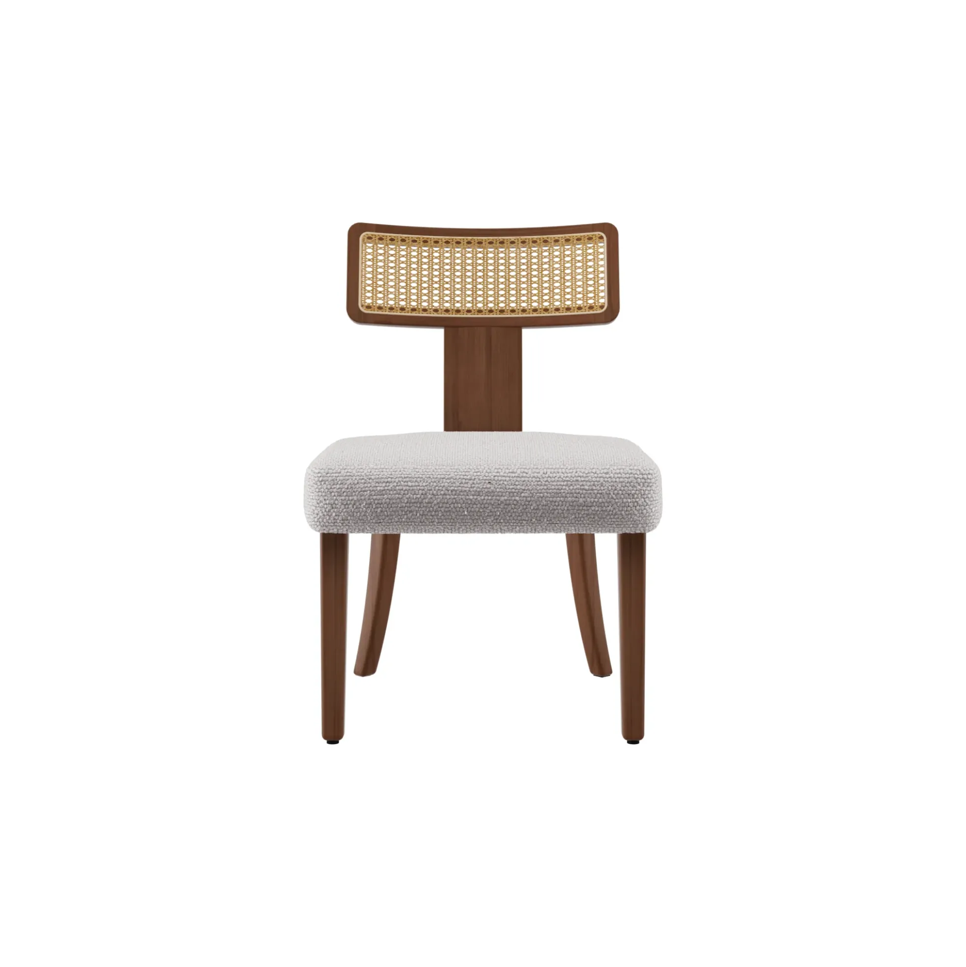 Wood and Rattan Mid Century Modern Dining Chairs Set of 2
