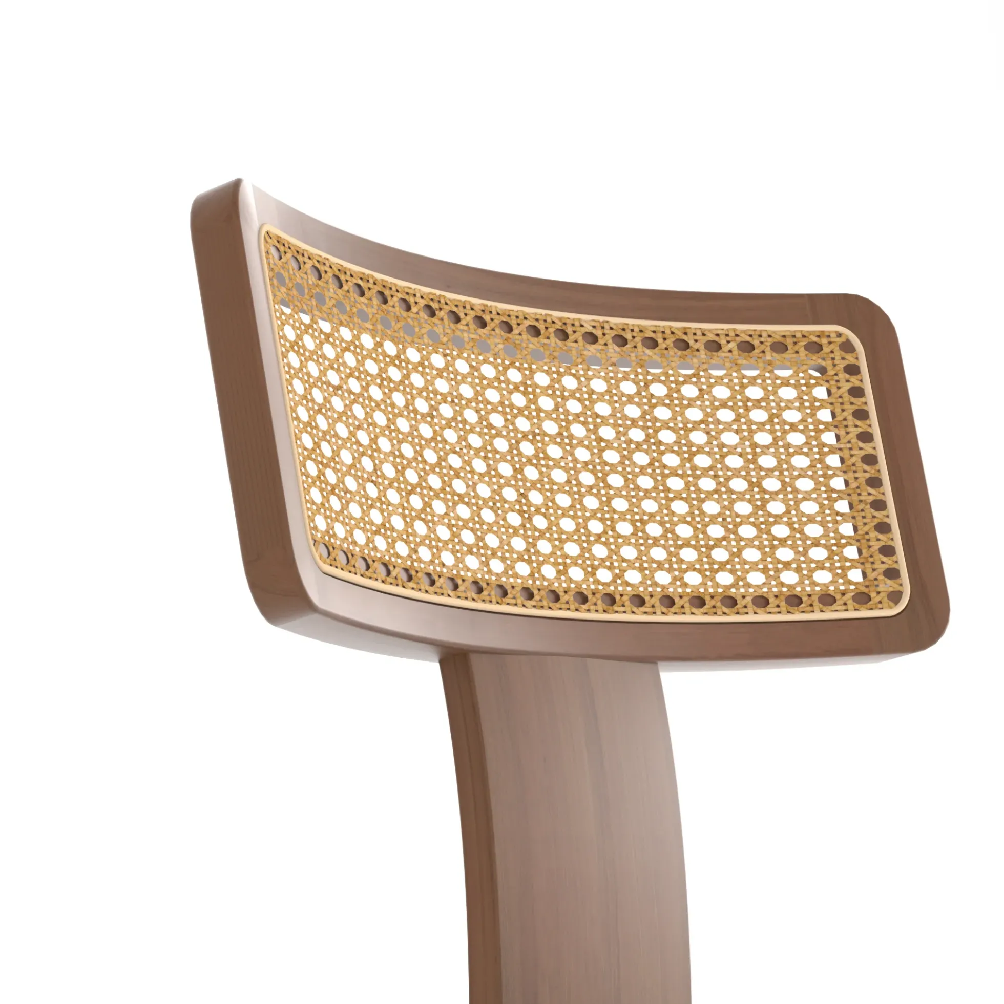 Wood and Rattan Mid Century Modern Dining Chairs Set of 2
