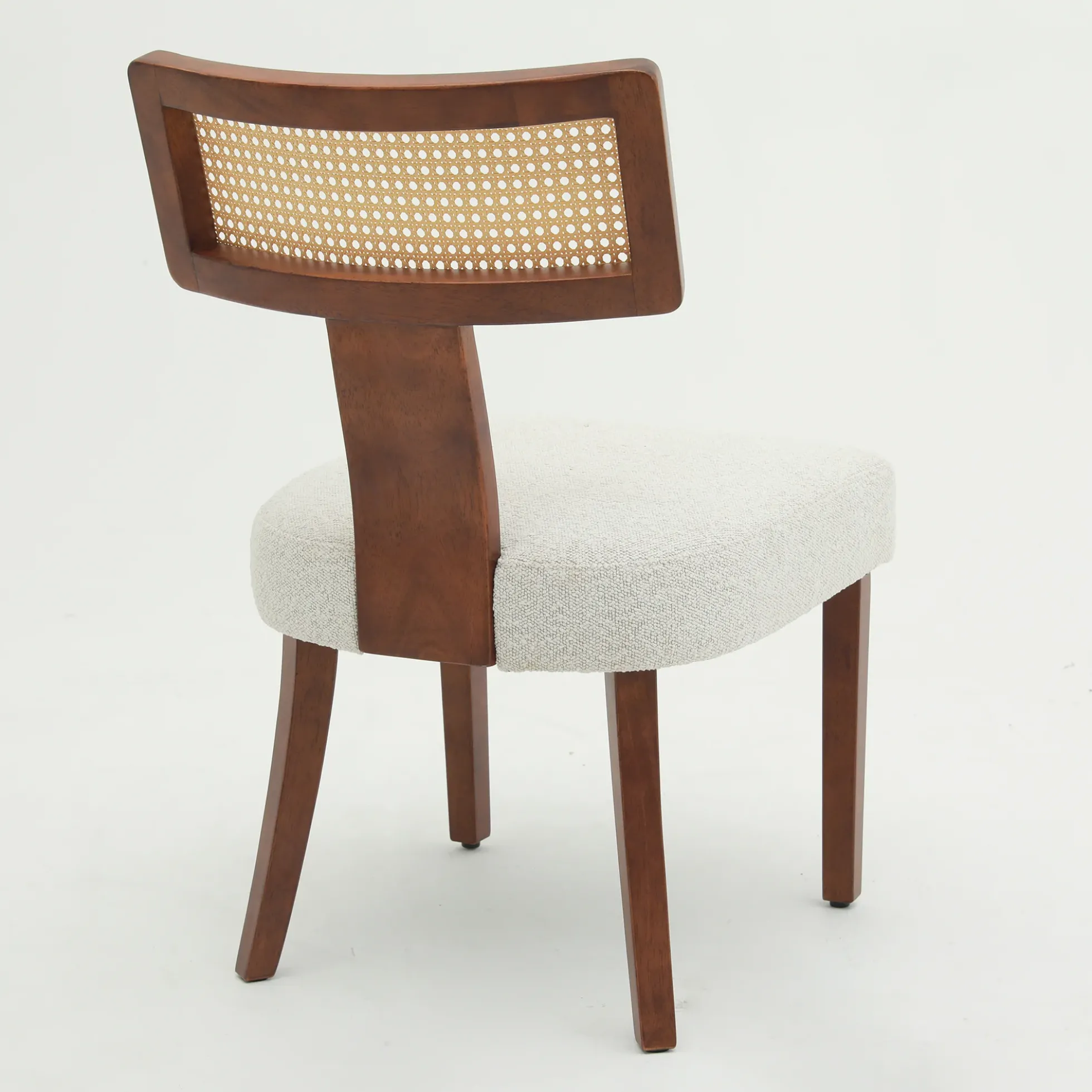 Wood and Rattan Mid Century Modern Dining Chairs Set of 2