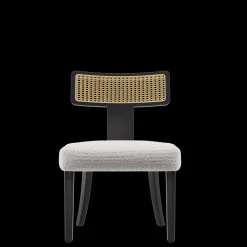 Wood and Rattan Mid Century Modern Dining Chairs Set of 2