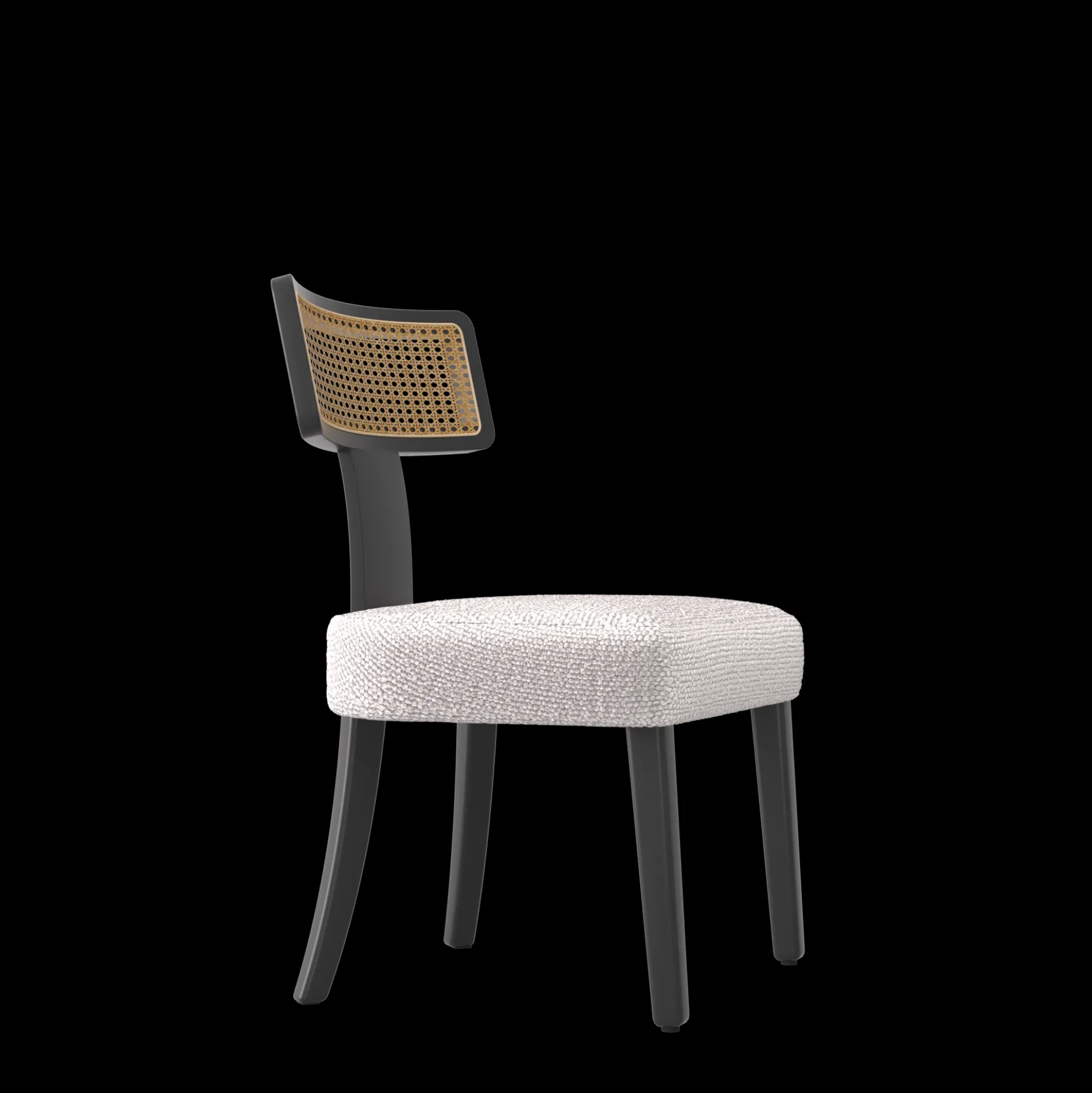 Wood and Rattan Mid Century Modern Dining Chairs Set of 2